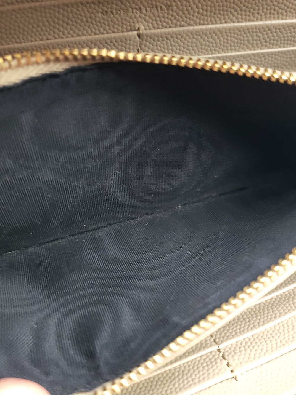 YVES SAINT LAURENT Grain De Poudre Matelasse Chevron Flap Wallet Dark Beige Auth - Picture 10 of 16